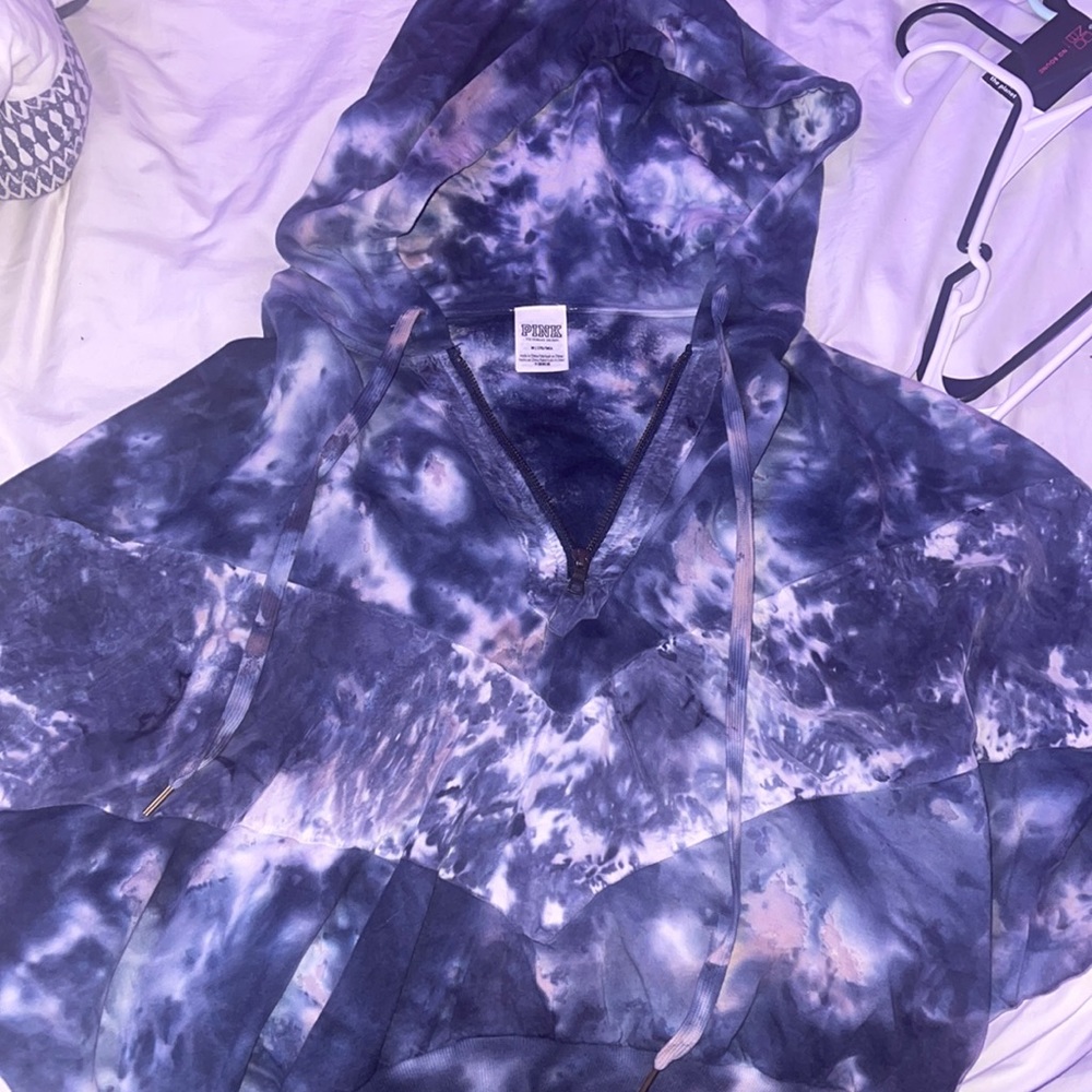 Pink Victoria Secret half-zip hoodie TYE-DYE